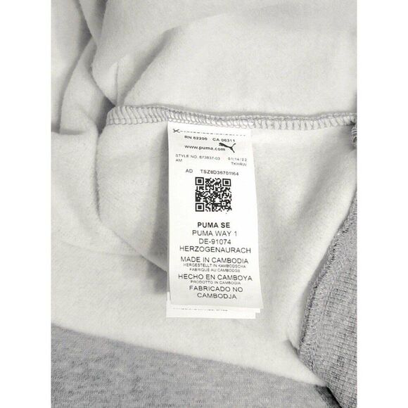 Puma Men's Crew Neck Fleece Lined Cotton Pullover Logo Crew Sweatshirt Gray NWT - Picture 7 of 8